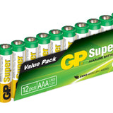 GP Super Alkaline AAA-paristo, 24A/LR03, 12 kpl pakkaus